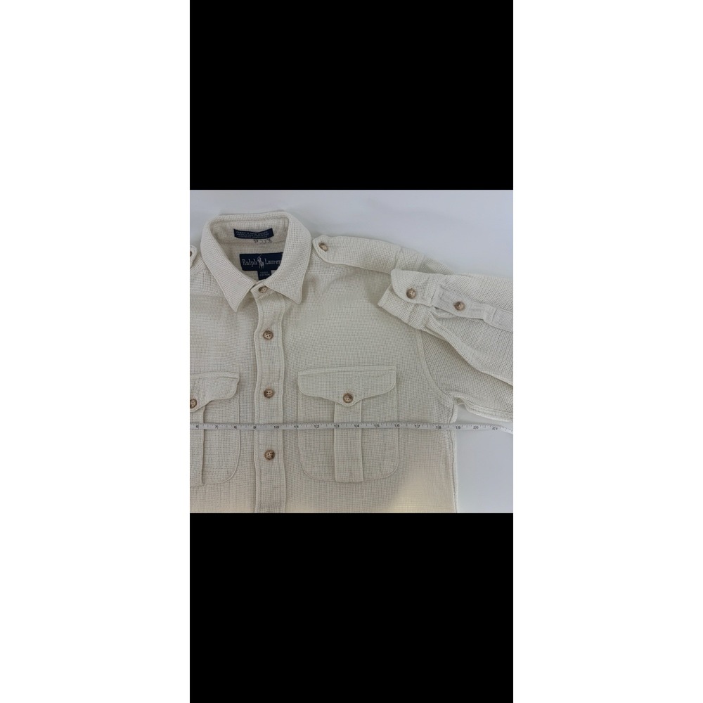 Vintage Polo Ralph Lauren Crochet Shirt Women's Sz 4 Open Knit Natural - Picture 5 of 7